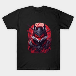 evil ninja wolf face T-Shirt